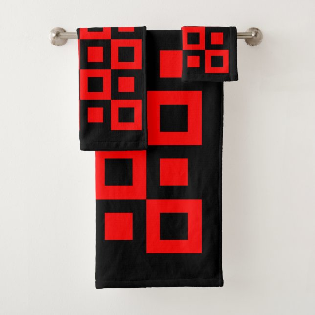 Abstraktes rote und schwarze badhandtuch set (Insitu)