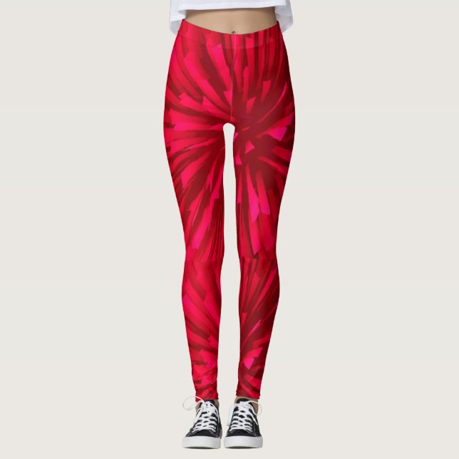 ABSTRAKTES ROTES ASTRAL-BILD LEGGINGS (Vorderseite)