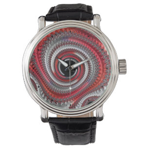 Abstraktes Rotes Gradient Spiral Fraktal Armbanduhr
