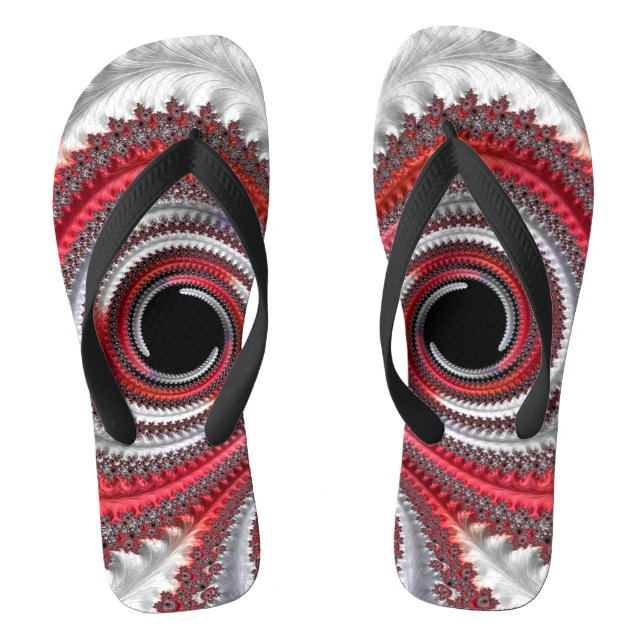 Abstraktes Rotes Gradient Spiral Fraktal Flip Flops (Fußbett)