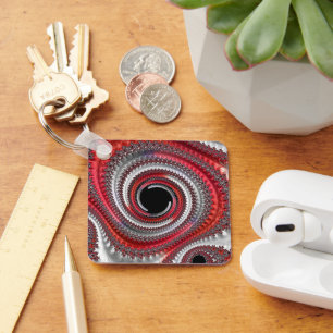 Abstraktes Rotes Gradient Spiral Fraktal Schlüsselanhänger