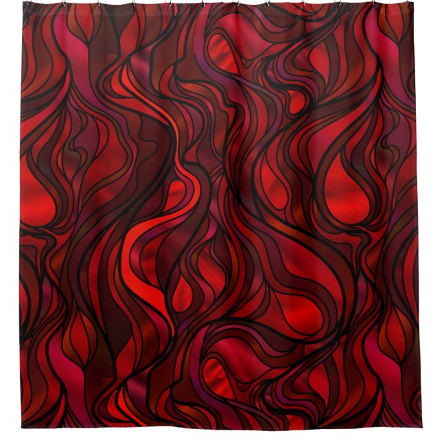 Abstraktes Rotes Hartglas Duschvorhang (Vorderseite)