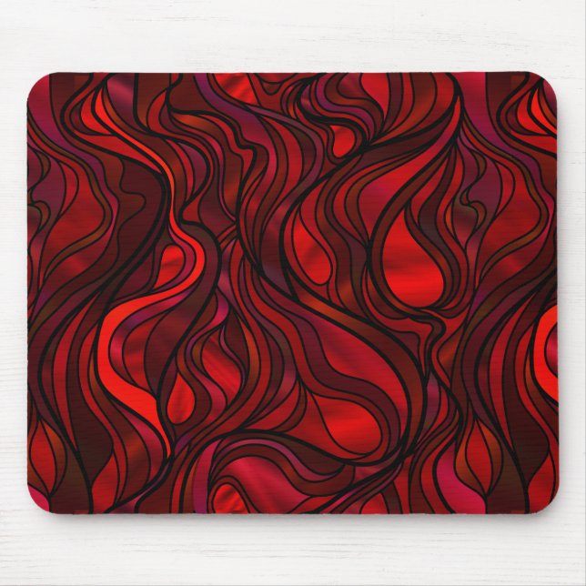 Abstraktes Rotes Hartglas Mousepad (Vorne)