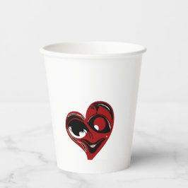 Abstraktes, rotes Herz Pappbecher