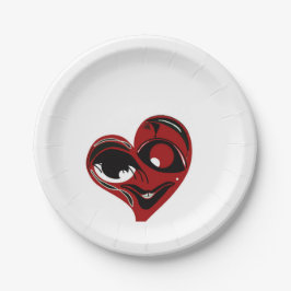 Abstraktes, rotes Herz Pappteller