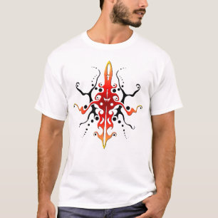 Abstraktes rotes Masken-Stammes-Tattoo-Design T-Shirt