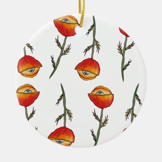 Abstraktes Rotes Mohn Surreal Keramik Ornament (Vorne)