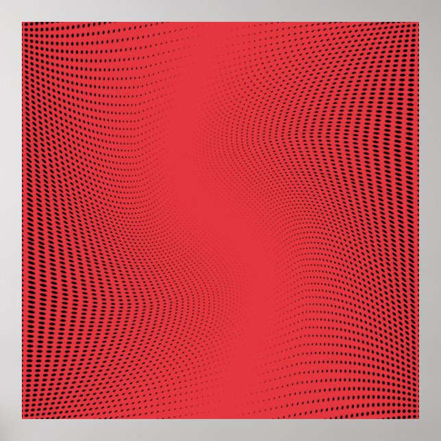 Abstraktes rotes Monochrome-Halbtonmuster. Weichku Poster (Vorne)