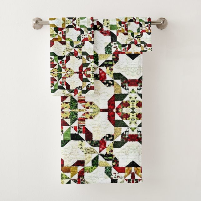 abstraktes rotes Muster Badhandtuch Set (Insitu)