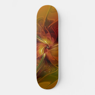 Abstraktes Rotes Orange Brown Green Fraktal Art Skateboard