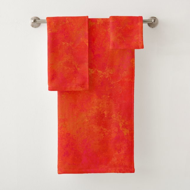 Abstraktes rotes Orangenmuster Badhandtuch Set (Insitu)