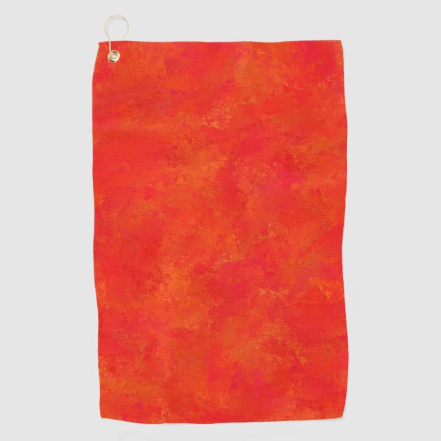 Abstraktes rotes Orangenmuster Golfhandtuch (Vorderseite)
