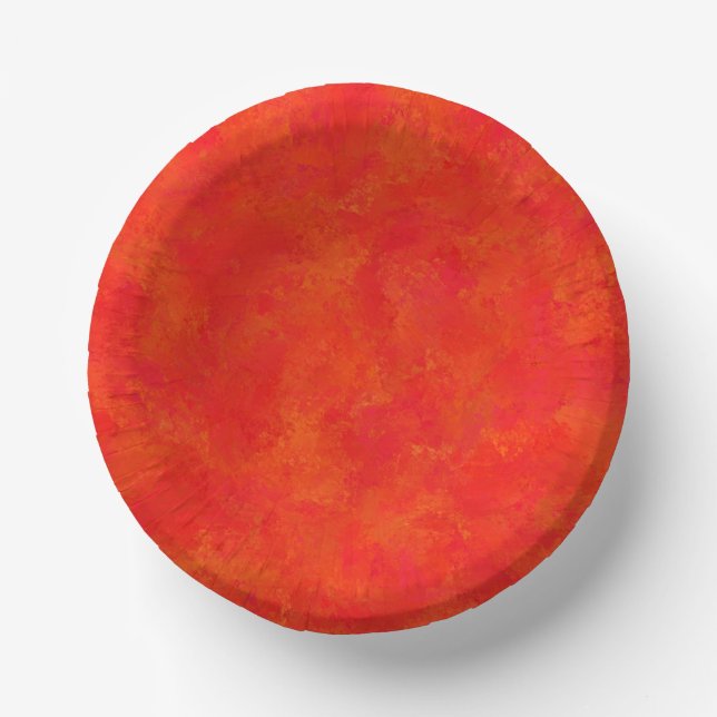 Abstraktes rotes Orangenmuster Pappteller (Vorderseite)