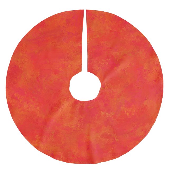 Abstraktes rotes Orangenmuster Polyester Weihnachtsbaumdecke (Vorderseite)