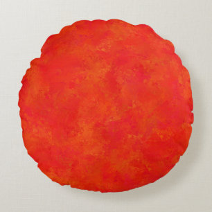 Abstraktes rotes Orangenmuster Rundes Kissen