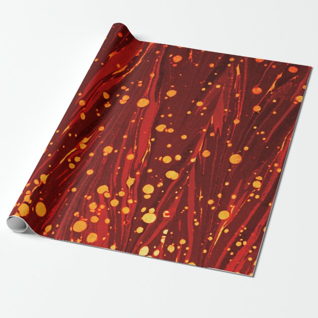 ABSTRAKTES ROTES PAPIER MIT GOLDSPLASHEN GESCHENKPAPIER (Ungerollt)