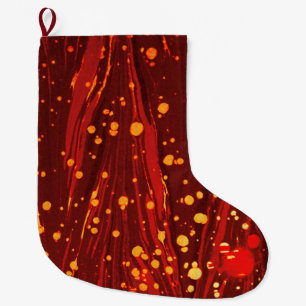 ABSTRAKTES ROTES PAPIER MIT GOLDSPLASHEN GROßER WEIHNACHTSSTRUMPF