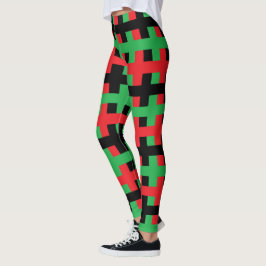Abstraktes Rotes, schwarz und grün Leggings