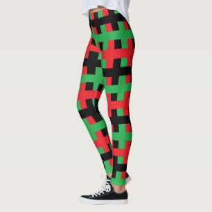Abstraktes Rotes, schwarz und grün Leggings