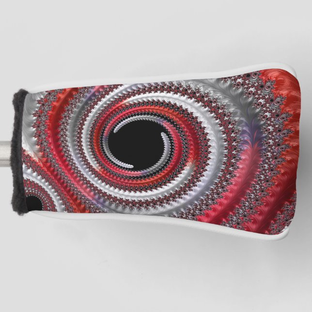 Abstraktes Rotes Schwarzes Gradient Spiral Fraktal Golf Headcover (Vorderseite)