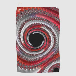 Abstraktes Rotes Schwarzes Gradient Spiral Fraktal Golfhandtuch
