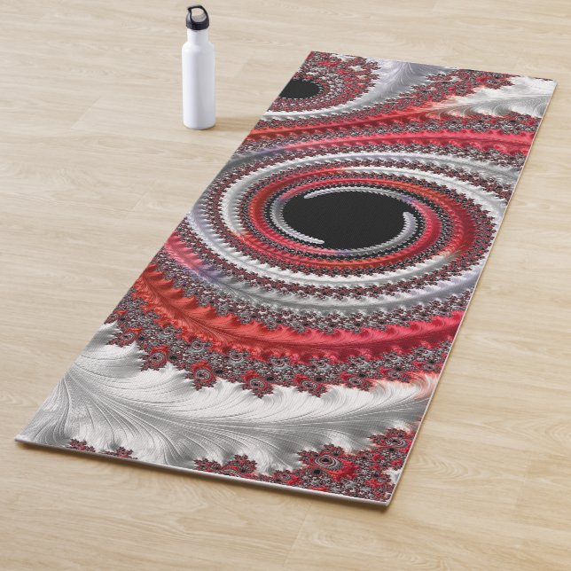 Abstraktes Rotes Schwarzes Gradient Spiral Fraktal Yogamatte (Beispiel)