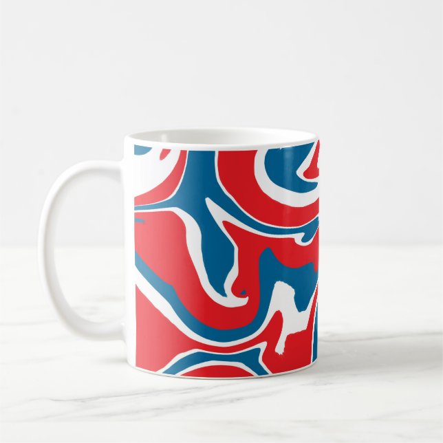 Abstraktes, rotes und blaues Muster Kaffeetasse (Links)