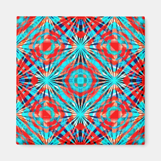 Abstraktes rotes und blaues Muster Magnet (Vorne)