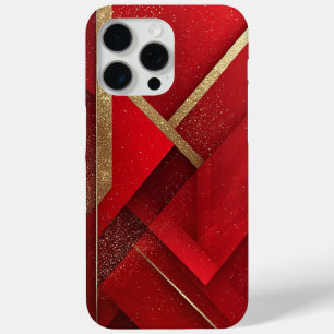 Abstraktes rotes und goldenes geometrisches Design Case-Mate iPhone Hülle