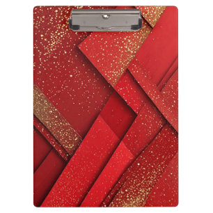 Abstraktes rotes und goldenes geometrisches Design Klemmbrett