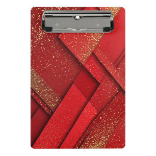 Abstraktes rotes und goldenes geometrisches Design Mini Klemmbrett