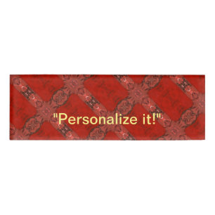 Abstraktes, rotes und schwarzes Design gekachelt u Namenschild