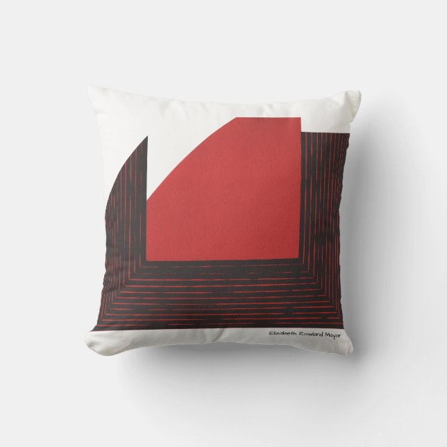 Abstraktes rotes und schwarzes geometrisches kissen (Vorderseite)