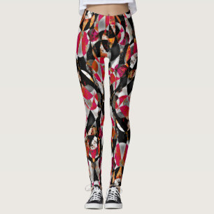 Abstraktes rotes und schwarzes Muster Leggings