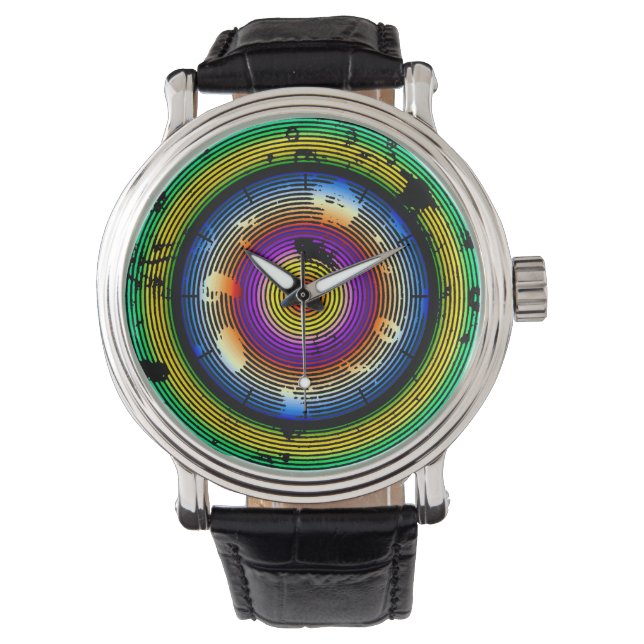 Abstraktes Rundmuster, mehrfarbig Armbanduhr (Vorderseite)