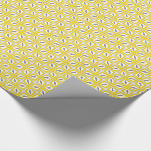 Abstraktes Safari-Blatt-Muster-Gelb und Grau Geschenkpapier