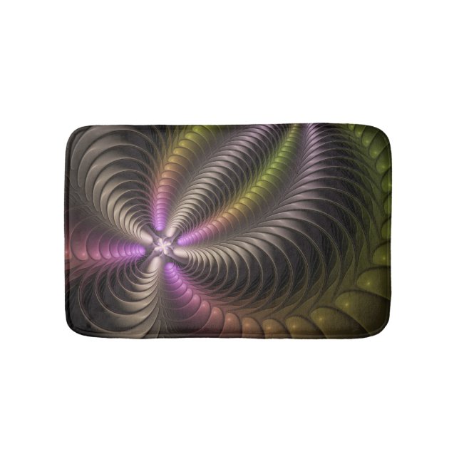 Abstraktes schlankes, buntes 3D-Fraktal Badematte (Vorderseite)