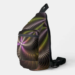 Abstraktes schlankes, buntes 3D-Fraktal Crossbody Bag