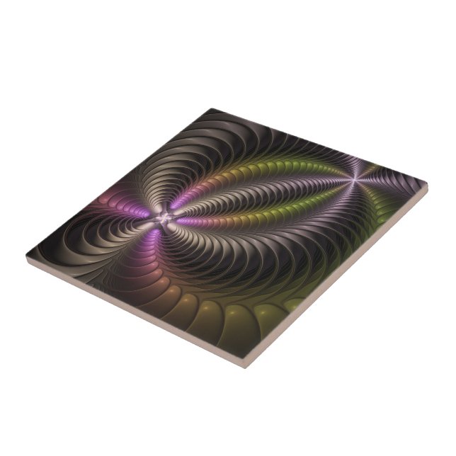 Abstraktes schlankes, buntes 3D-Fraktal Fliese (Seite)