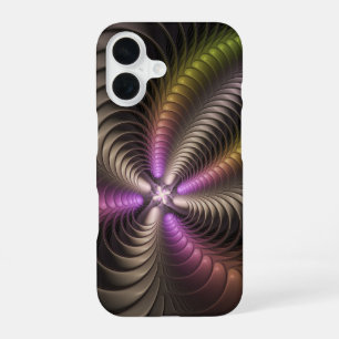 Abstraktes schlankes, buntes 3D-Fraktal iPhone 16 Hülle