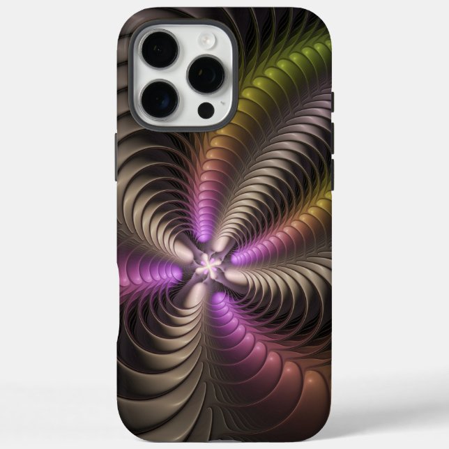 Abstraktes schlankes, buntes 3D-Fraktal iPhone 16 Pro Max Hülle (Rückseite)