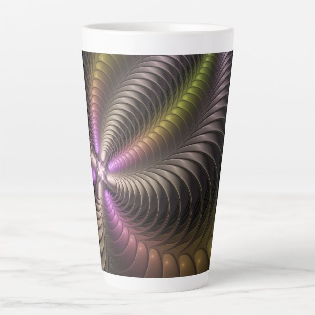 Abstraktes schlankes, buntes 3D-Fraktal Milchtasse (Vorderseite)