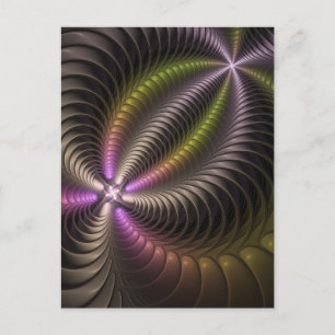 Abstraktes schlankes, buntes 3D-Fraktal Postkarte