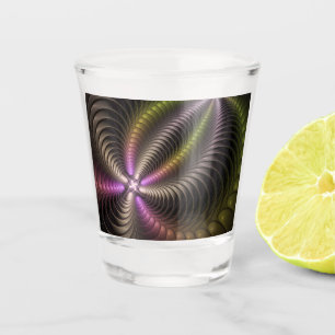 Abstraktes schlankes, buntes 3D-Fraktal Schnapsglas