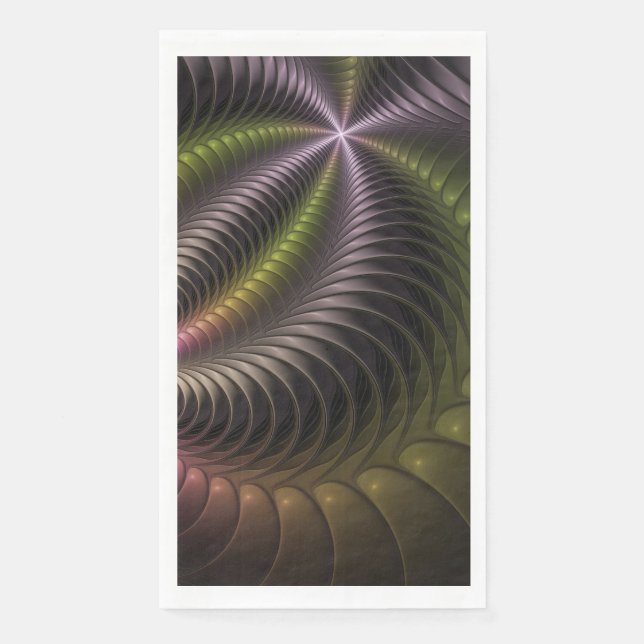 Abstraktes schlankes, buntes 3D-Fraktal Serviette (Vorderseite)