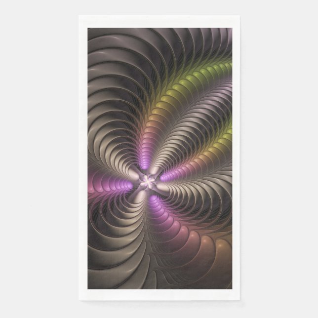 Abstraktes schlankes, buntes 3D-Fraktal Serviette (Vorderseite)