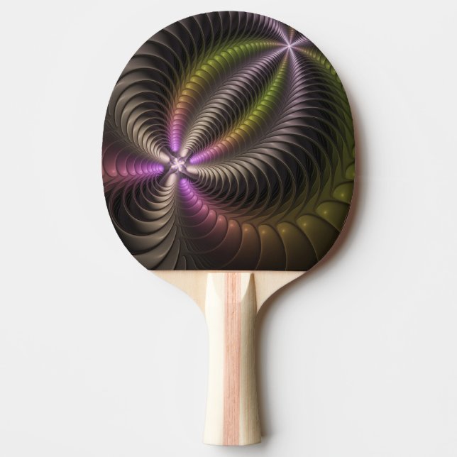Abstraktes schlankes, buntes 3D-Fraktal Tischtennis Schläger (Vorderseite)