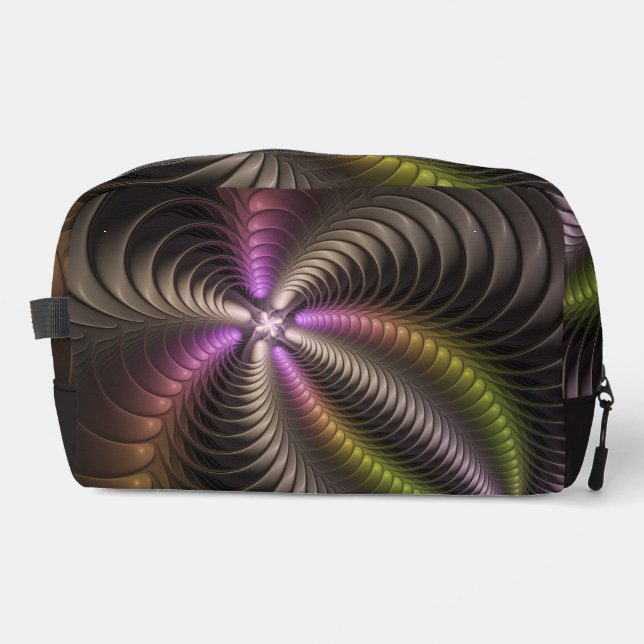 Abstraktes schlankes, buntes 3D-Fraktal Waschbeutel (Vorderseite)