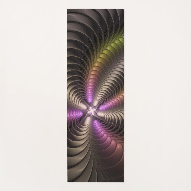 Abstraktes schlankes, buntes 3D-Fraktal Yogamatte (Vorderseite)