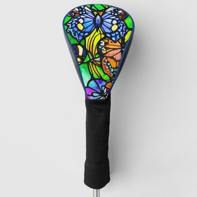 Abstraktes Schmetterlingsdesign aus Hartglas Golf Headcover (Vorderseite)